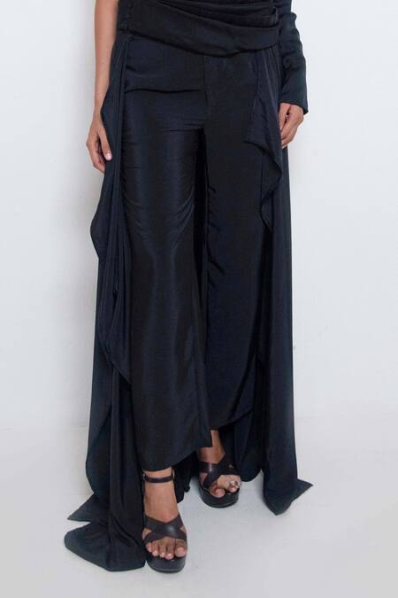 Buy Rimi Nayak Black Crepe, Cotton, Silk Sequins Sweetheart Neck One Shoulder Blazer Pant Set Online at Aza Fashions Buy_Rimi Nayak_Black Crepe, Cotton, Silk Sequins Sweetheart Neck One Shoulder Blazer Pant Set _Online_at_Aza_Fashions
