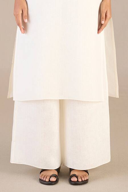 Ampm Black Linen Embroidery Open Neck, Round Ifza Paisley Print Jacket Palazzo Set Online at Aza Fashions Ampm_Black Linen Embroidery Open Neck, Round Ifza Paisley Print Jacket Palazzo Set_Online_at_Aza_Fashions