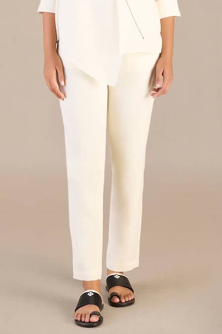 Shop Ampm Ivory Linen Embroidery Bandeau Neck Tamara Floral Print Shirt And Pant Set Online at Aza Fashions Shop_Ampm_Ivory Linen Embroidery Bandeau Neck Tamara Floral Print Shirt And Pant Set _Online_at_Aza_Fashions