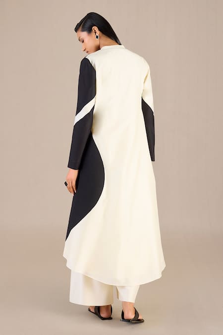 Shop Ampm Black Chanderi Embroidery Round Attara Colorblock Printed Cape Palazzo Set at Aza Fashions Shop_Ampm_Black Chanderi Embroidery Round Attara Colorblock Printed Cape Palazzo Set _at_Aza_Fashions