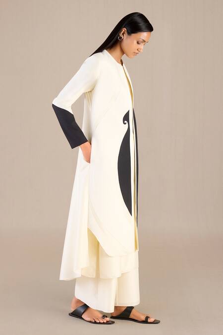 Buy Ampm Black Chanderi Embroidery Round Attara Colorblock Printed Cape Palazzo Set Buy_Ampm_Black Chanderi Embroidery Round Attara Colorblock Printed Cape Palazzo Set