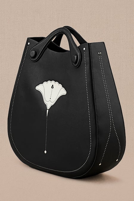 Shop Ampm Black Judy Bloom Tote Bag Online at Aza Fashions Shop_Ampm_Black Judy Bloom Tote Bag _Online_at_Aza_Fashions