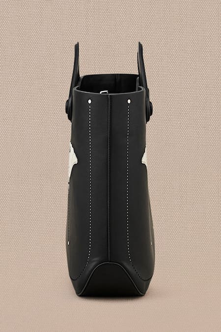 Shop_Ampm_Black Embroidery Zora Blossom Tote Bag With Detachable Pouch _Online_at_Aza_Fashions