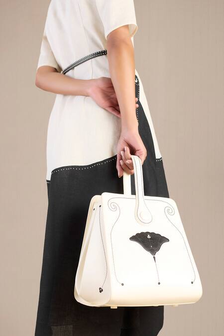 Shop Ampm Ivory Duha Tulip Bucket Bag at Aza Fashions Shop_Ampm_Ivory Duha Tulip Bucket Bag_at_Aza_Fashions