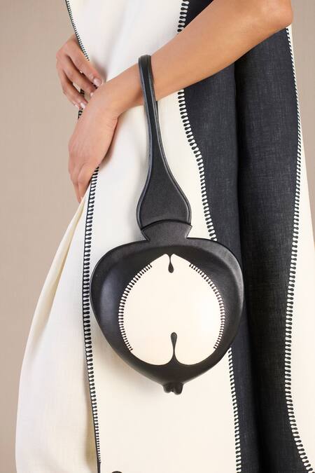 Ampm Black Patchwork Raahat Top Handled Bag Online at Aza Fashions Ampm_Black Patchwork Raahat Top Handled Bag _Online_at_Aza_Fashions