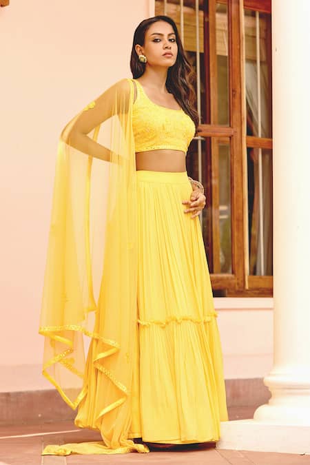 Bbaawri Layered Ruffle Pleated Lehenga Set 