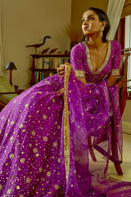 Bbaawri Purple Organza, Embroidery, Zari, Sequins Zardozi Work Lehenga Set Online at Aza Fashions Bbaawri_Purple Organza, Embroidery, Zari, Sequins Zardozi Work Lehenga Set _Online_at_Aza_Fashions