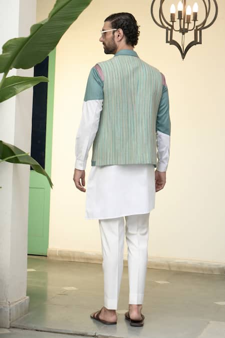 Gargee Designers Woven Bundi Colour Block Kurta Set 