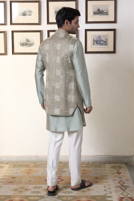 Gargee Designers Mosaic Embroidered Long Open Bundi Kurta Set 