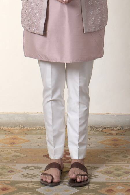 Shop_Gargee Designers_Pink Polyester Sequins, Embroidery Thread Long Open Bundi Set _Online_at_Aza_Fashions