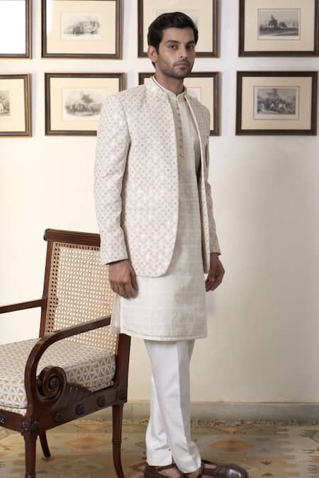 Gargee Designers Mogra Chaand Bandhgala Pant Set 