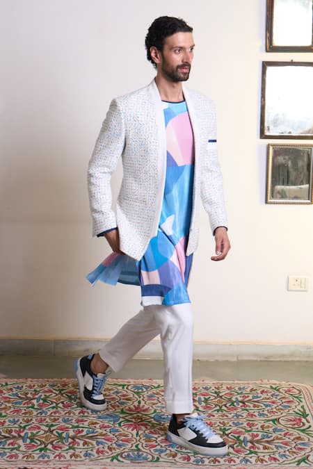 Gargee Designers Aasmani Azara Bandhgala Pant Set 