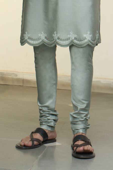 Buy_Gargee Designers_Green Polyester, Silk, Cotton Embroidery Pistachio Kashmiri Bundi Set _Online_at_Aza_Fashions