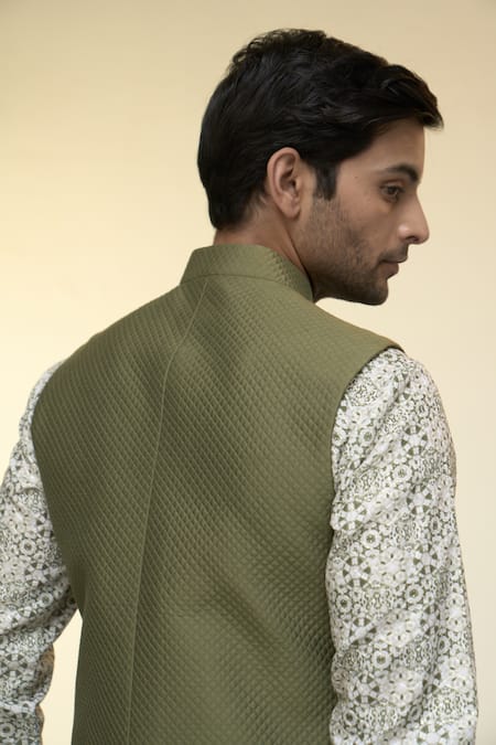 Buy_Gargee Designers_Green Cotton, Silk Geometric Floral Printed Kurta Set 