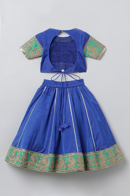 Shop_Byb Premium_Blue Silk Sequins, Embroidery Lehenga Set _at_Aza_Fashions