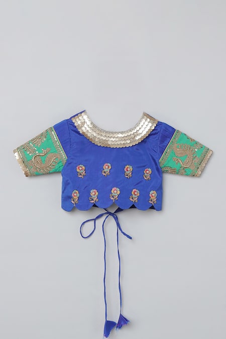 Buy_Byb Premium_Blue Silk Sequins, Embroidery Lehenga Set _Online_at_Aza_Fashions