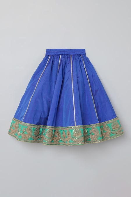 Byb Premium_Blue Silk Sequins, Embroidery Lehenga Set _at_Aza_Fashions