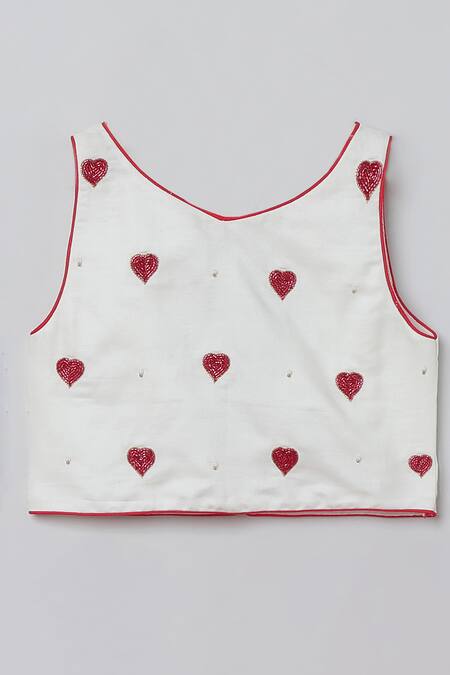 Byb Premium Red Cotton, Tulle Beads Heart Motif Embroidered Top And Net Skirt Set Online at Aza Fashions Byb Premium_Red Cotton, Tulle Beads Heart Motif Embroidered Top And Net Skirt Set _Online_at_Aza_Fashions