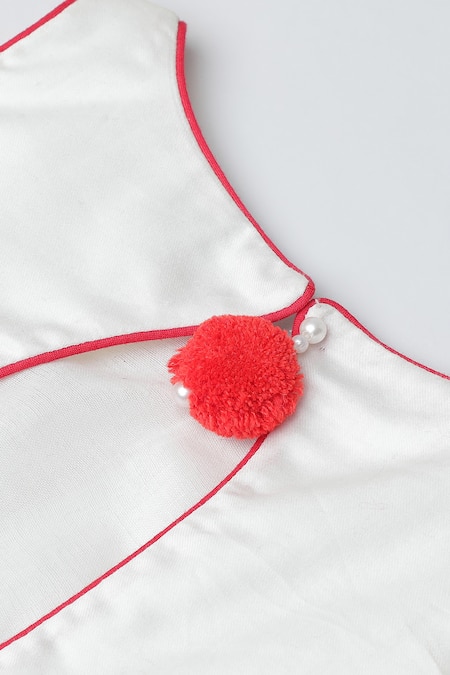 Buy Byb Premium Red Cotton, Tulle Beads Heart Motif Embroidered Top And Net Skirt Set Buy_Byb Premium_Red Cotton, Tulle Beads Heart Motif Embroidered Top And Net Skirt Set