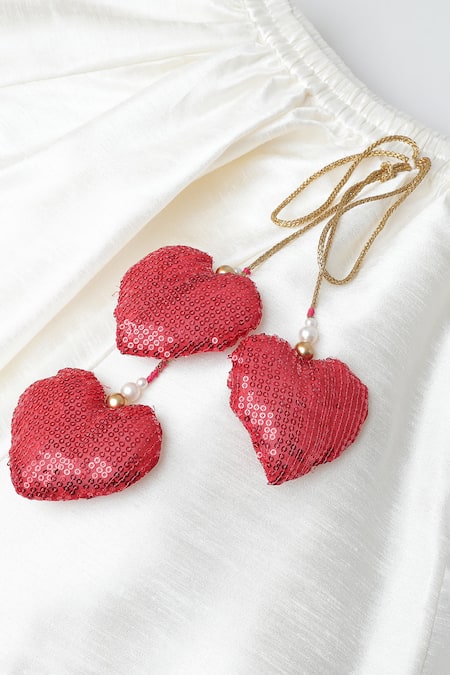 Buy_Byb Premium_White Silk Beads Embroidered Top And Tasseled Skirt Set 