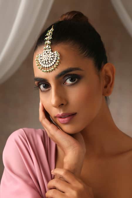 Buy_Swabhimann_Gold Plated Polki Embellished Maangtikka _Online_at_Aza_Fashions