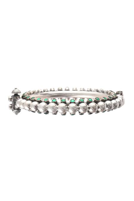 Buy_Noor_Green Pearls, Stones Embellished Bangle_Online_at_Aza_Fashions
