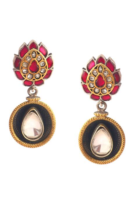 Noor_Pink Diamonds, Stones Kundans Embellished Dangler Earrings_Online_at_Aza_Fashions