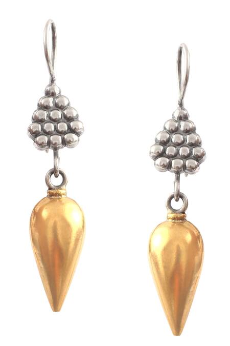 Noor_Silver Plated Ball Carved Drop Earrings_Online_at_Aza_Fashions