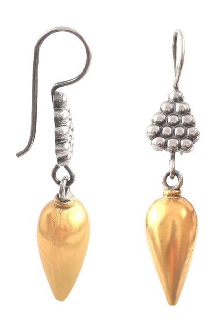 Buy_Noor_Silver Plated Ball Carved Drop Earrings_Online_at_Aza_Fashions