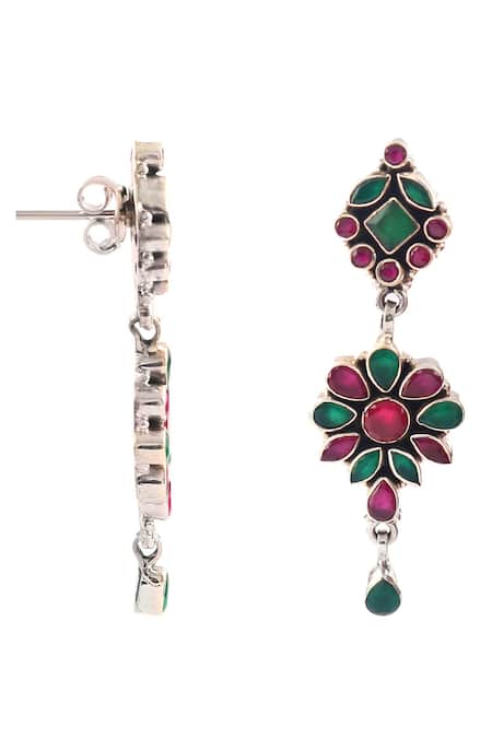 Buy_Noor_Multi Color Cut Work Cutdana Embellished Dangler Earrings_Online_at_Aza_Fashions