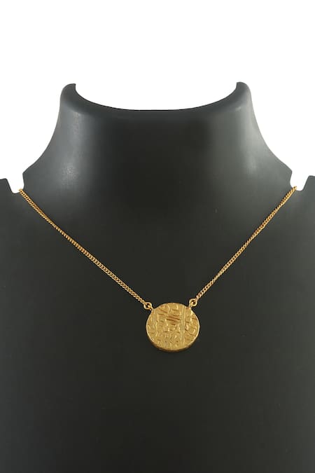 Noor Gold Plated Abstract Carved Pendant Necklace