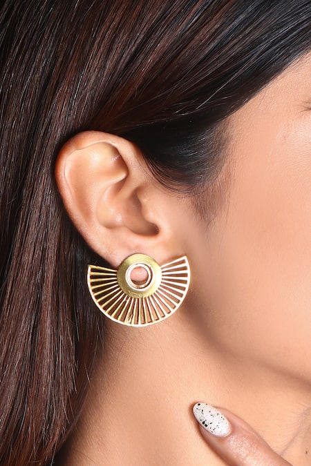 Noor Gold Plated Abstract Carved Earrings