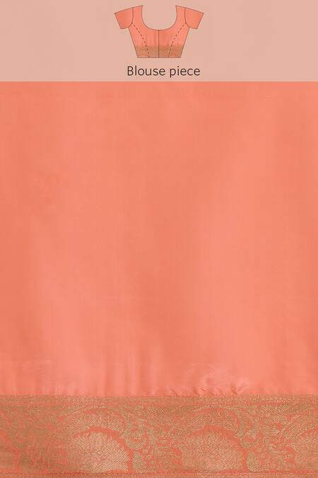 Sayisha Orange Silk Woven Floral Stripe And Vintage Pattern Saree With Running Blouse Online at Aza Fashions Sayisha_Orange Silk Woven Floral Stripe And Vintage Pattern Saree With Running Blouse_Online_at_Aza_Fashions