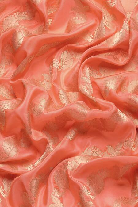 Sayisha Orange Silk Woven Floral Stripe And Vintage Pattern Saree With Running Blouse at Aza Fashions Sayisha_Orange Silk Woven Floral Stripe And Vintage Pattern Saree With Running Blouse_at_Aza_Fashions