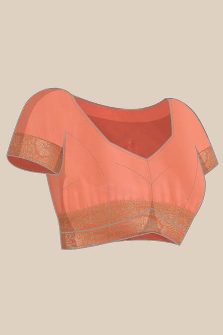 Buy Sayisha Orange Silk Woven Floral Stripe And Vintage Pattern Saree With Running Blouse Buy_Sayisha_Orange Silk Woven Floral Stripe And Vintage Pattern Saree With Running Blouse