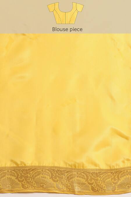 Sayisha_Yellow Silk Woven Floral Stripe And Vintage Pattern Saree With Running Blouse_Online_at_Aza_Fashions