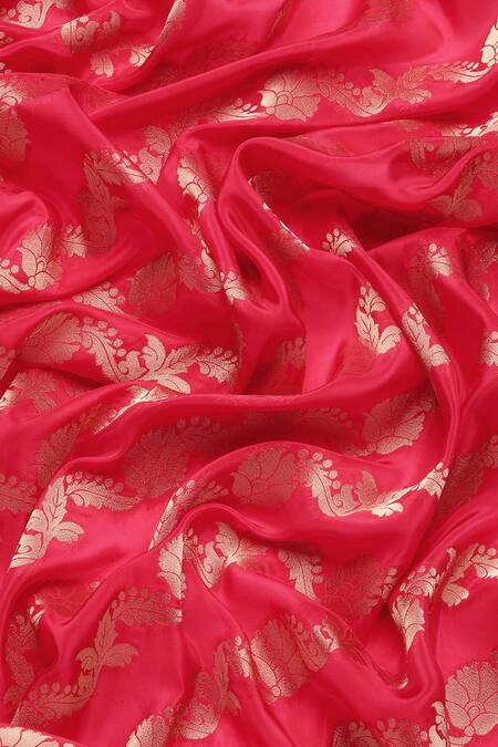 Buy Sayisha Red Silk Woven Floral Stripe And Vintage Pattern Saree With Running Blouse Buy_Sayisha_Red Silk Woven Floral Stripe And Vintage Pattern Saree With Running Blouse