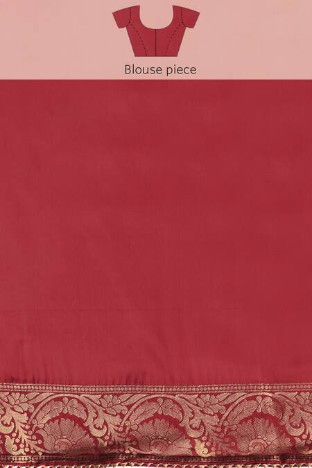 Sayisha Red Silk Woven Floral Stripe And Vintage Pattern Saree With Running Blouse Online at Aza Fashions Sayisha_Red Silk Woven Floral Stripe And Vintage Pattern Saree With Running Blouse_Online_at_Aza_Fashions