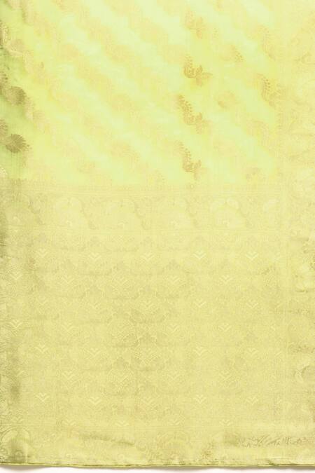 Sayisha Green Silk Woven Floral Stripe And Vintage Ombre Saree With Running Blouse at Aza Fashions Sayisha_Green Silk Woven Floral Stripe And Vintage Ombre Saree With Running Blouse_at_Aza_Fashions