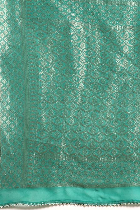 Sayisha Green Linen Blend Woven And Embroidered Bloom Pattern Saree With Running Blouse at Aza Fashions Sayisha_Green Linen Blend Woven And Embroidered Bloom Pattern Saree With Running Blouse_at_Aza_Fashions