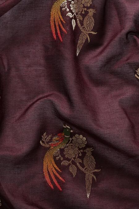 Sayisha Brown Silk Woven Parakeet Twin Saree With Running Blouse at Aza Fashions Sayisha_Brown Silk Woven Parakeet Twin Saree With Running Blouse_at_Aza_Fashions