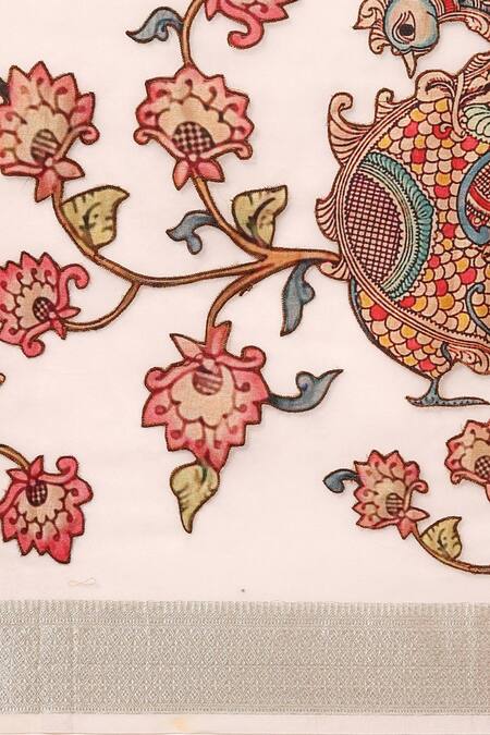 Buy Sayisha White Silk Mor Bagh Saree With Running Blouse Online at Aza Fashions Buy_Sayisha_White Silk Mor Bagh Saree With Running Blouse_Online_at_Aza_Fashions