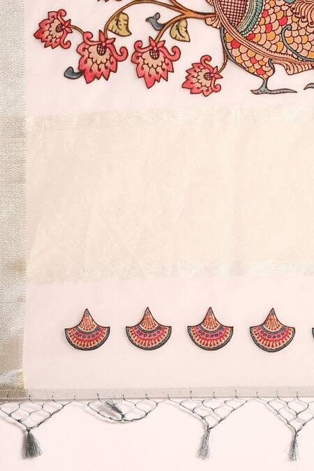 Shop Sayisha White Silk Mor Bagh Saree With Running Blouse Online at Aza Fashions Shop_Sayisha_White Silk Mor Bagh Saree With Running Blouse_Online_at_Aza_Fashions