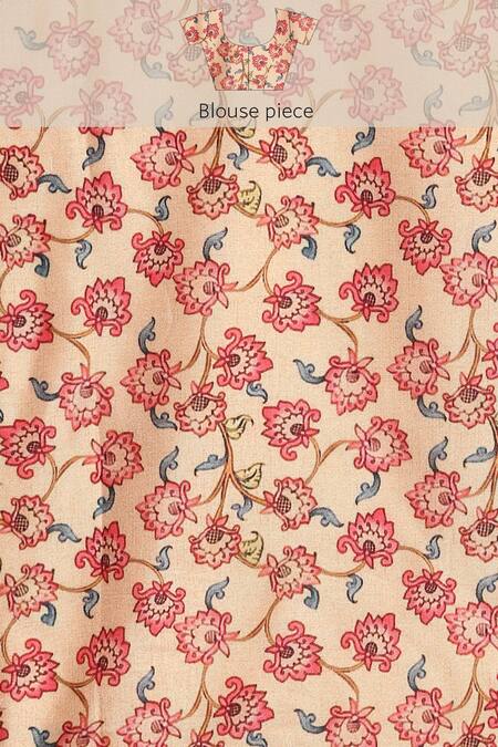 Shop Sayisha White Silk Mor Bagh Saree With Running Blouse Shop_Sayisha_White Silk Mor Bagh Saree With Running Blouse