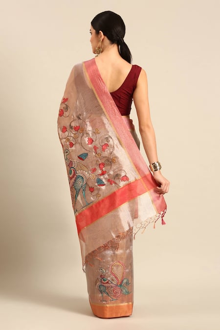 Shop Sayisha Off White Silk Peacock Garden Saree With Running Blouse at Aza Fashions Shop_Sayisha_Off White Silk Peacock Garden Saree With Running Blouse_at_Aza_Fashions