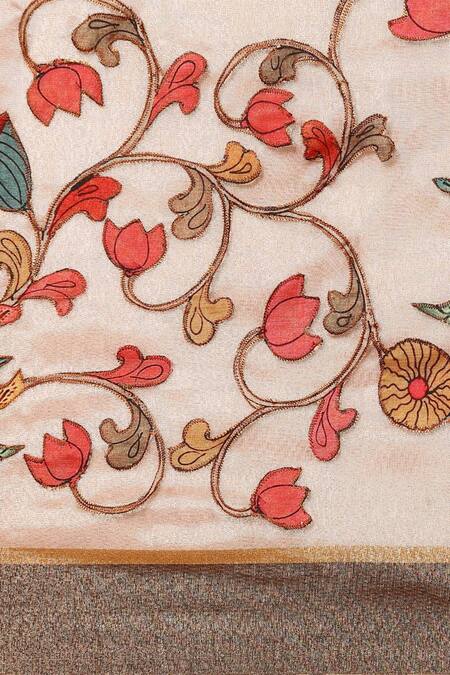 Buy Sayisha Off White Silk Mughal Garden Saree With Running Blouse Online at Aza Fashions Buy_Sayisha_Off White Silk Mughal Garden Saree With Running Blouse_Online_at_Aza_Fashions