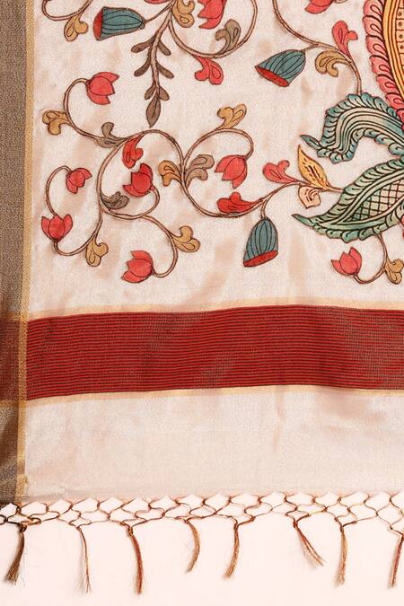 Shop Sayisha Off White Silk Mughal Garden Saree With Running Blouse Online at Aza Fashions Shop_Sayisha_Off White Silk Mughal Garden Saree With Running Blouse_Online_at_Aza_Fashions