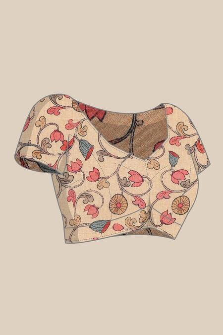 Buy Sayisha Off White Silk Mughal Garden Saree With Running Blouse Buy_Sayisha_Off White Silk Mughal Garden Saree With Running Blouse