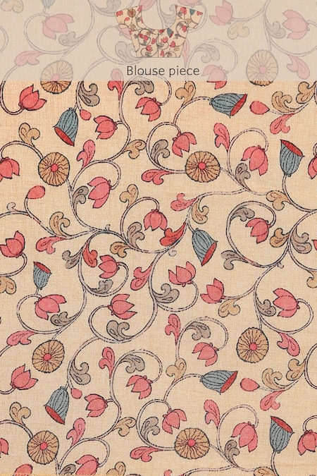 Shop Sayisha Off White Silk Mughal Garden Saree With Running Blouse Shop_Sayisha_Off White Silk Mughal Garden Saree With Running Blouse