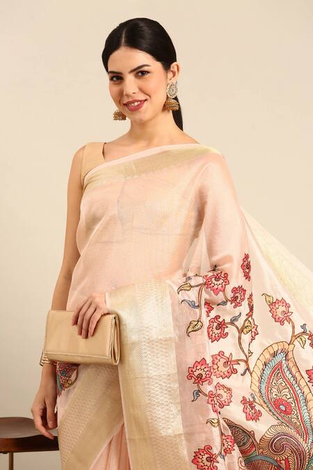 Sayisha Off White Silk Mayur Garden Saree With Running Blouse Online at Aza Fashions Sayisha_Off White Silk Mayur Garden Saree With Running Blouse_Online_at_Aza_Fashions